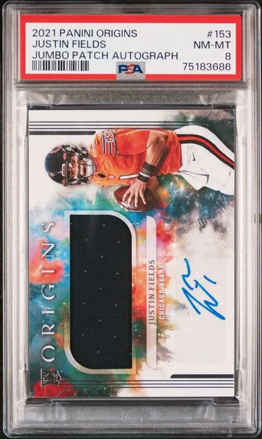 2021 Panini Origins Justin Fields Jumbo Patch Autograph (RPA) #153 card image