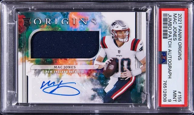 2021 Panini Origins Mac Jones Jumbo Patch Autograph (RPA) #155 card image