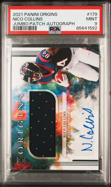 2021 Panini Origins Nico Collins Jumbo Patch Autograph #179 card image