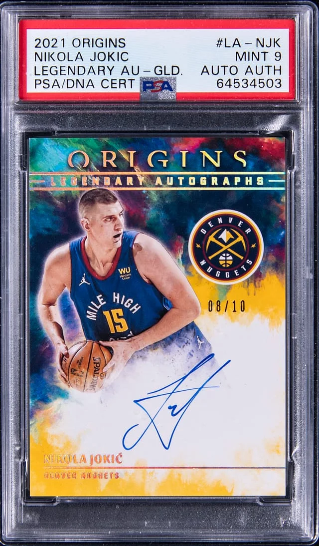 2021 Panini Origins Nikola Jokic Legendary Autographs Gold #LA-NJK card image