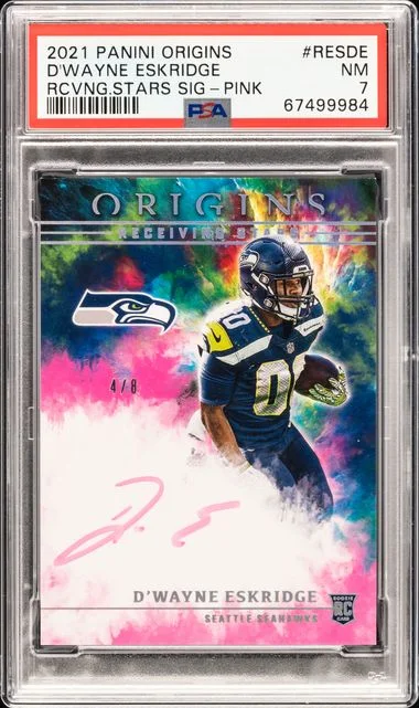 2021 Panini Origins Receiving Stars Signatures Pink Resde D'Wayne Eskridge #no-number card image