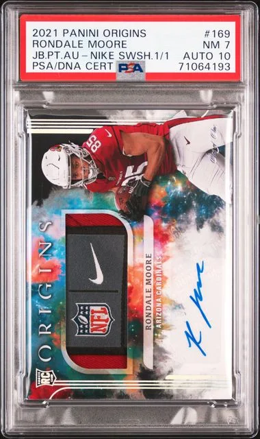 2021 Panini Origins Rondale Moore Jumbo Patch Autograph-Nike Swoosh #169 card image