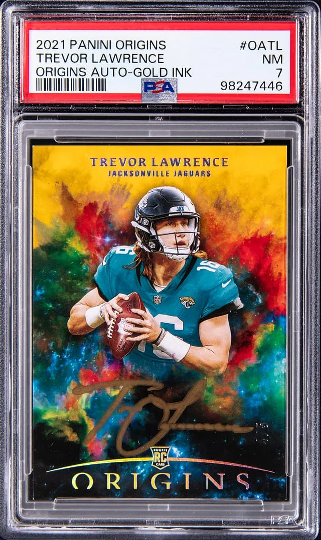 2021 Panini Origins Trevor Lawrence Origins Auto-Gold Ink #OATL card image