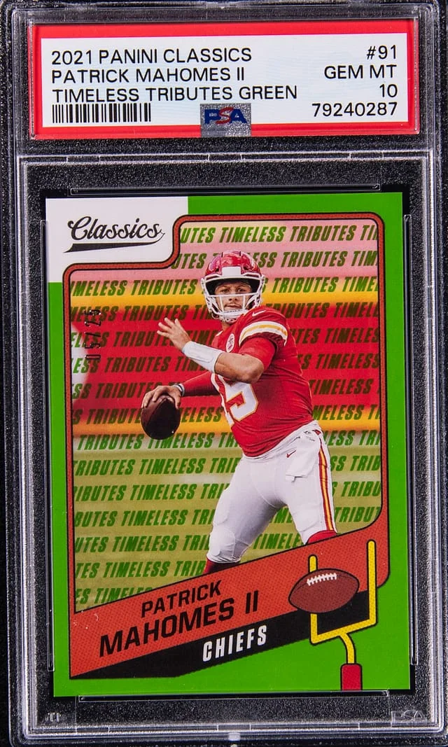 2021 Panini Patrick Mahomes II Classics Timeless Tributes Green #91 card image