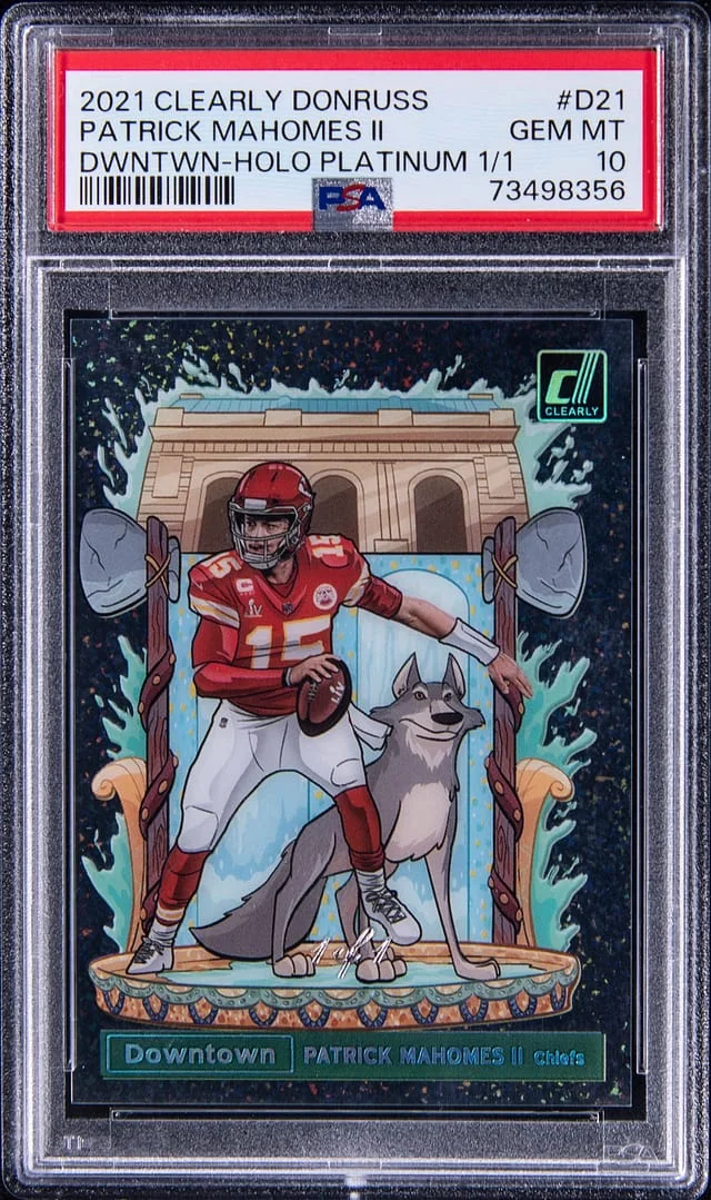 2021 Panini Patrick Mahomes II Clearly Donruss Downtown Holo Platinum #D21 card image
