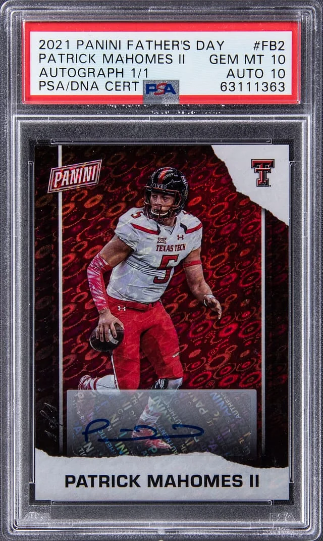 2021 Panini Patrick Mahomes II Father's Day Autographs Black Refractor #FB2 card image