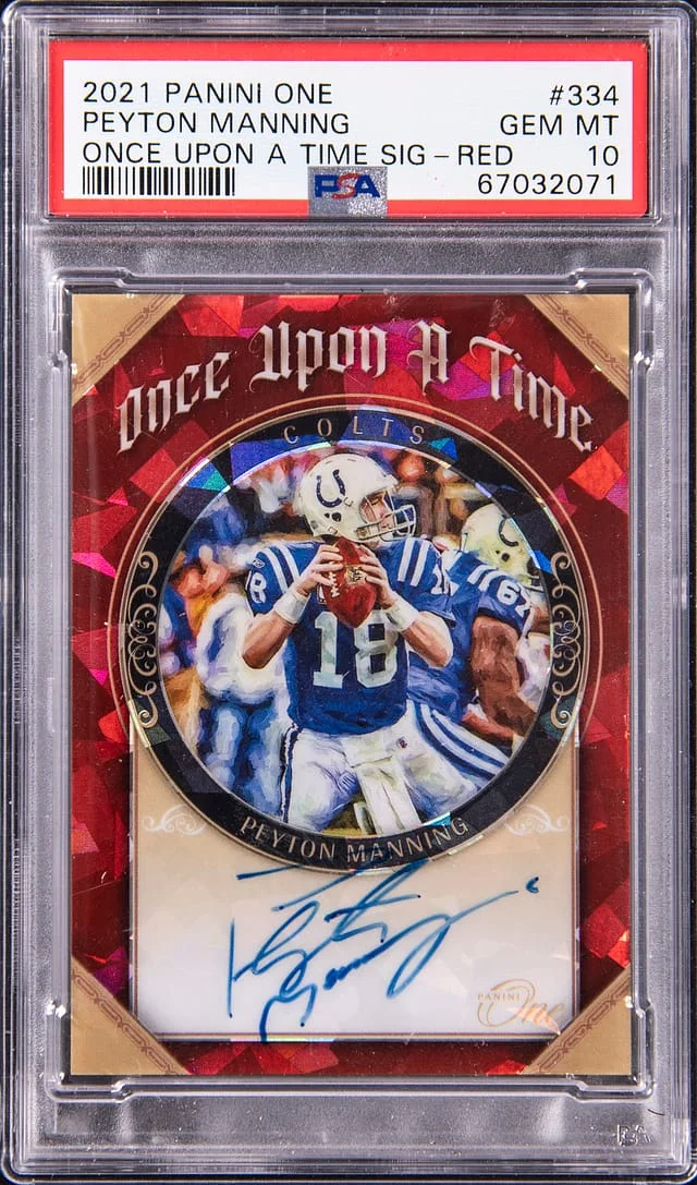 2021 Panini Peyton Manning One Once Upon A Time Signature Red #334 card image