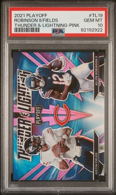 2021 Panini Playoff Allen Robinson Ii/Justin Fields Thunder & Lightning Pink #TL19 card image