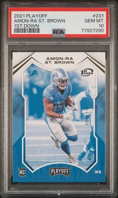 2021 Panini Playoff Amon-Ra St. Brown 1st Down #231 card image