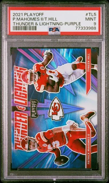 2021 Panini Playoff Patrick Mahomes Ii/Tyreek Hill Thunder & Lightning Purple #TL5 card image