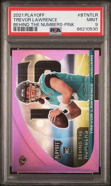 2021 Panini Playoff Trevor Lawrence Behind The Numbers Pink #BTN-TLR card image