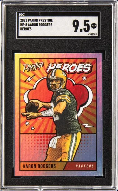 2021 Panini Prestige Aaron Rodgers Heroes #HE-8 card image