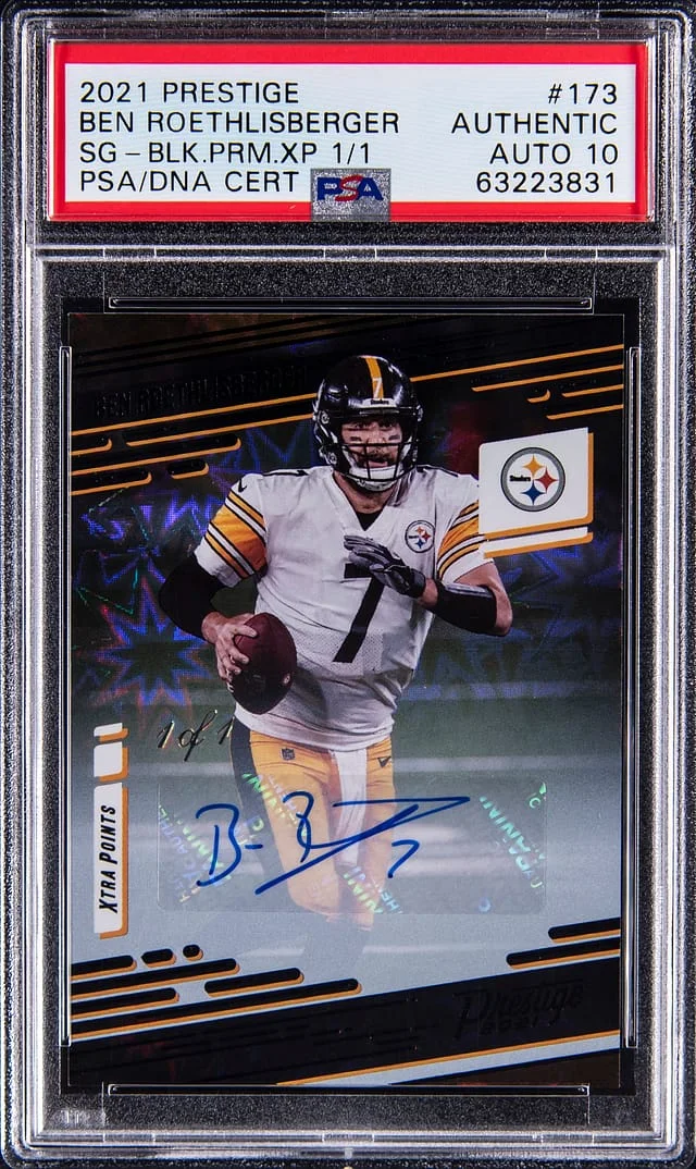 2021 Panini Prestige Ben Roethlisberger Signatures Black Prizm Xtra Points #173 card image