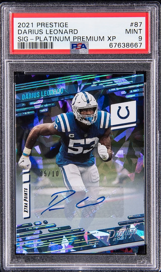 2021 Panini Prestige Darius Leonard Signature Platinum Premium XP #87 card image