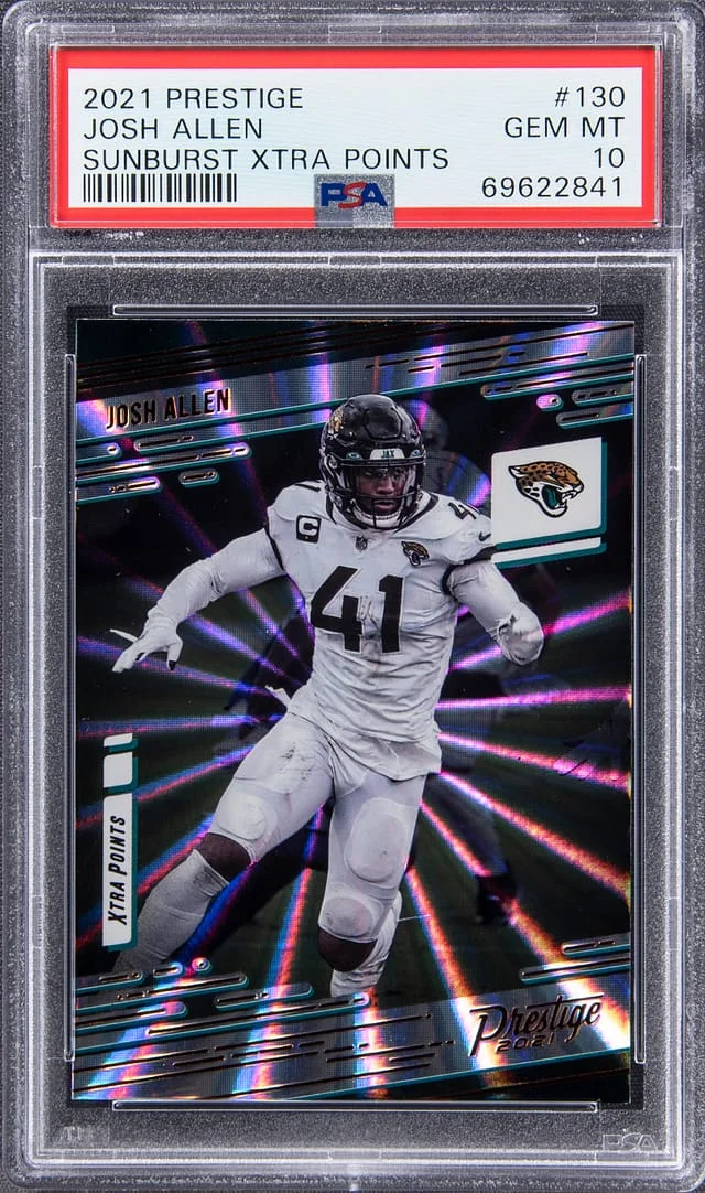 2021 Panini Prestige Josh Allen Sunburst Xtra Points #130 card image