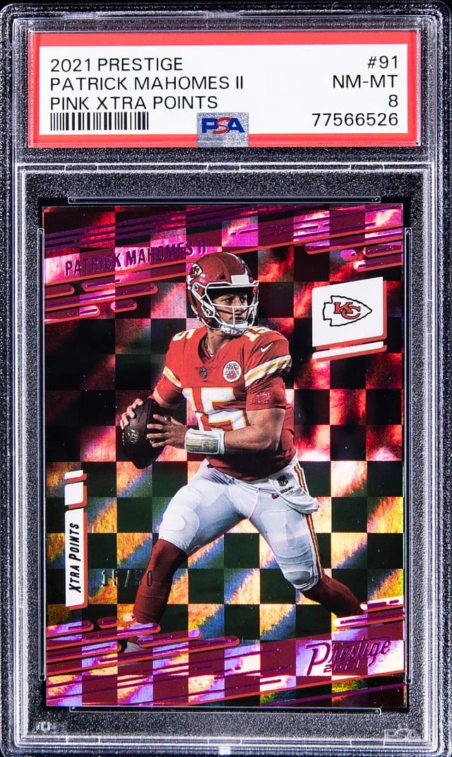 2021 Panini Prestige Patrick Mahomes II Blue Xtra Points #91 card image