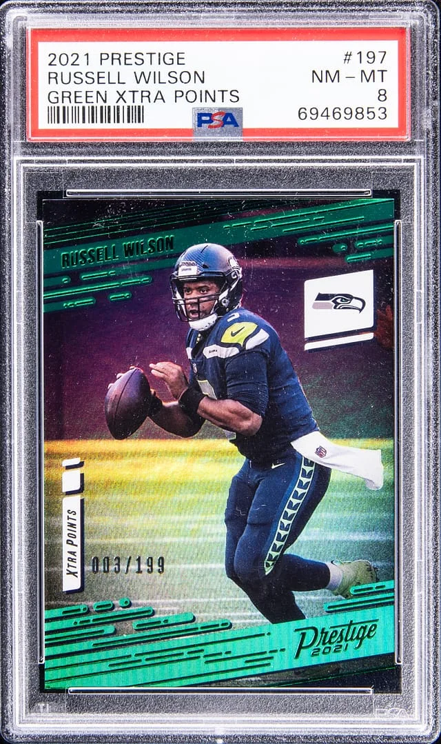 2021 Panini Prestige Russell Wilson Green Xtra Points #197 card image