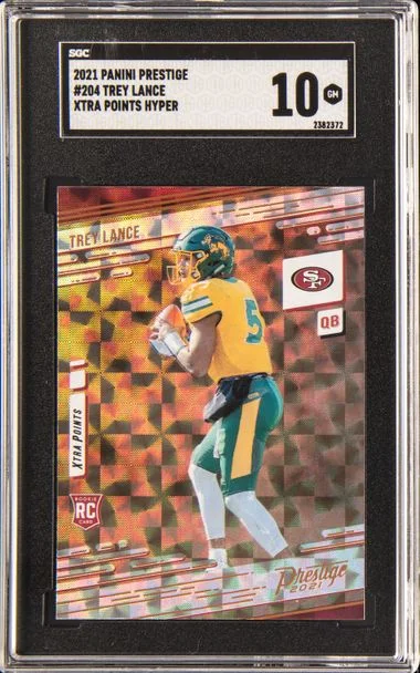 2021 Panini Prestige Trey Lance Xtra Points Hyper #204 card image