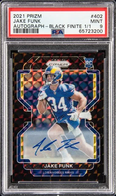 2021 Panini Prizm 402 Jake Funk Autograph-Black Finite #1/1 card image
