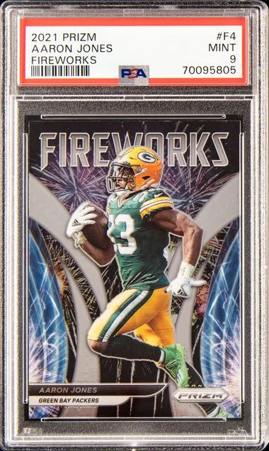 2021 Panini Prizm Aaron Jones Fireworks #F4 card image