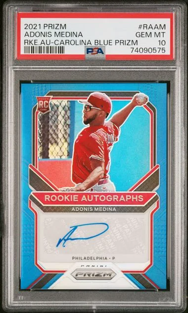 2021 Panini Prizm Adonis Medina Autographs Carolina Blue Prizm #RA-AM card image