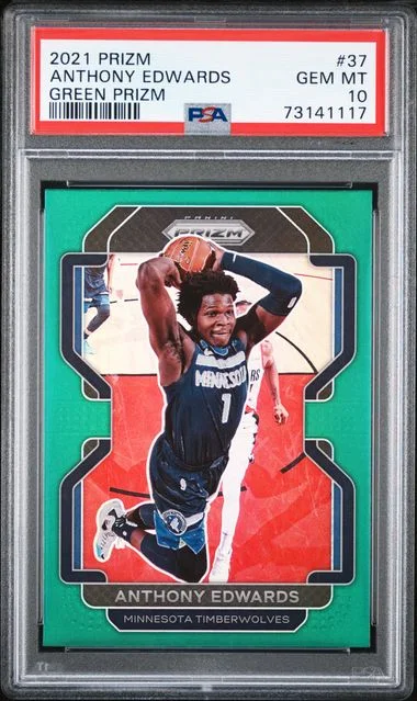 2021 Panini Prizm Anthony Edwards Green Prizm #37 card image