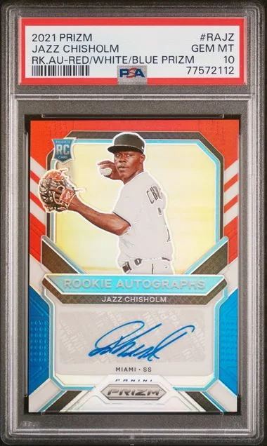 2021 Panini Prizm Autographs Red/White/Blue Prizm Rajz Jazz Chisholm #no-number card image