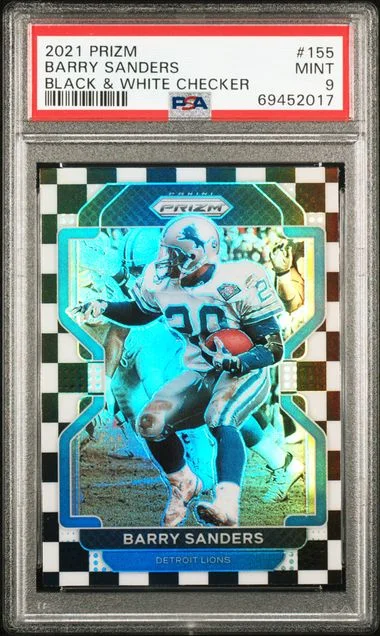 2021 Panini Prizm Barry Sanders Black & White Checker Prizm #155 card image