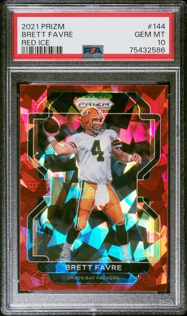 2021 Panini Prizm Brett Favre Red Ice #144 card image