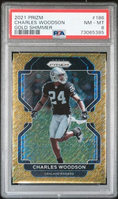 2021 Panini Prizm Charles Woodson Gold Shimmer #186 card image