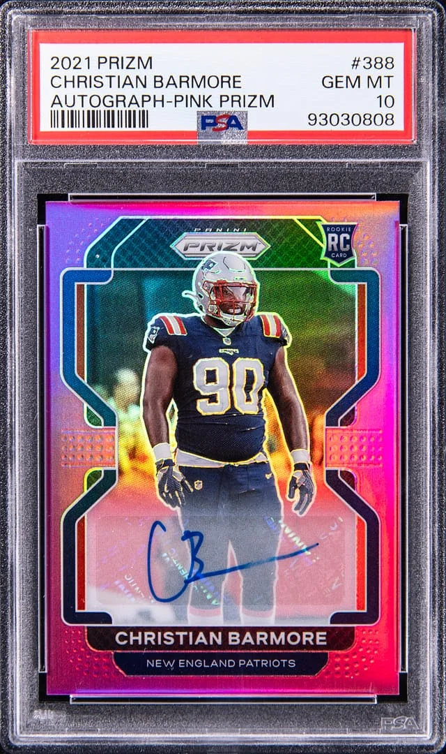 2021 Panini Prizm Christian Barmore Autograph-Pink Prizm #388 card image