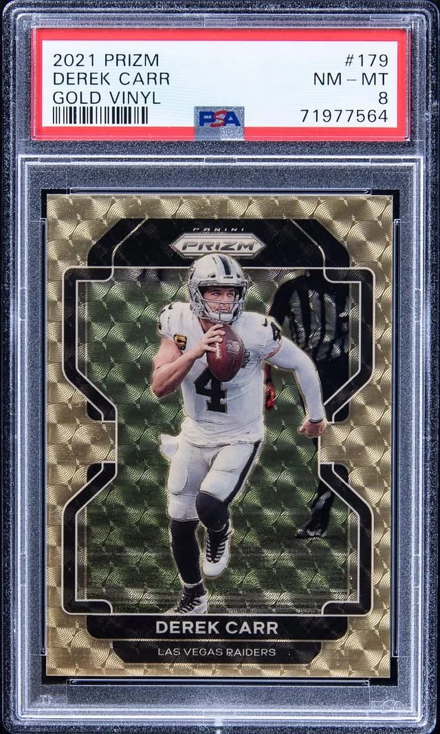 2021 Panini Prizm Derek Carr Gold Vinyl #179 card image