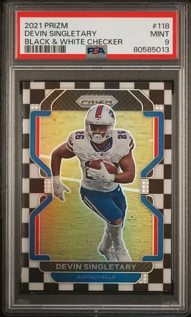 2021 Panini Prizm Devin Singletary Black & White Checker #118 card image