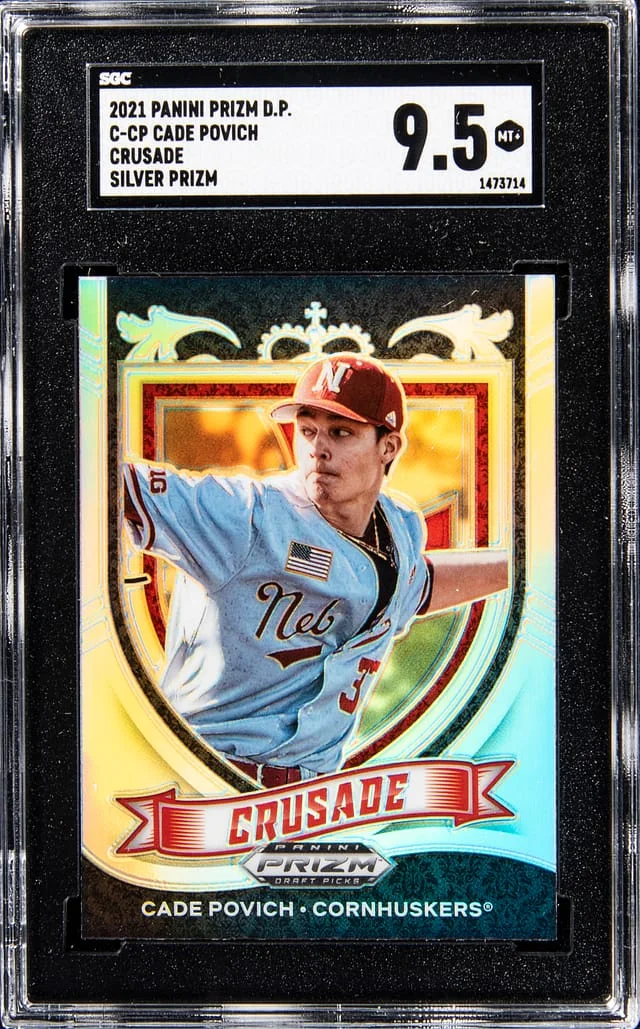 2021 Panini Prizm Draft Picks Cade Povich Crusade Silver #C-CP card image
