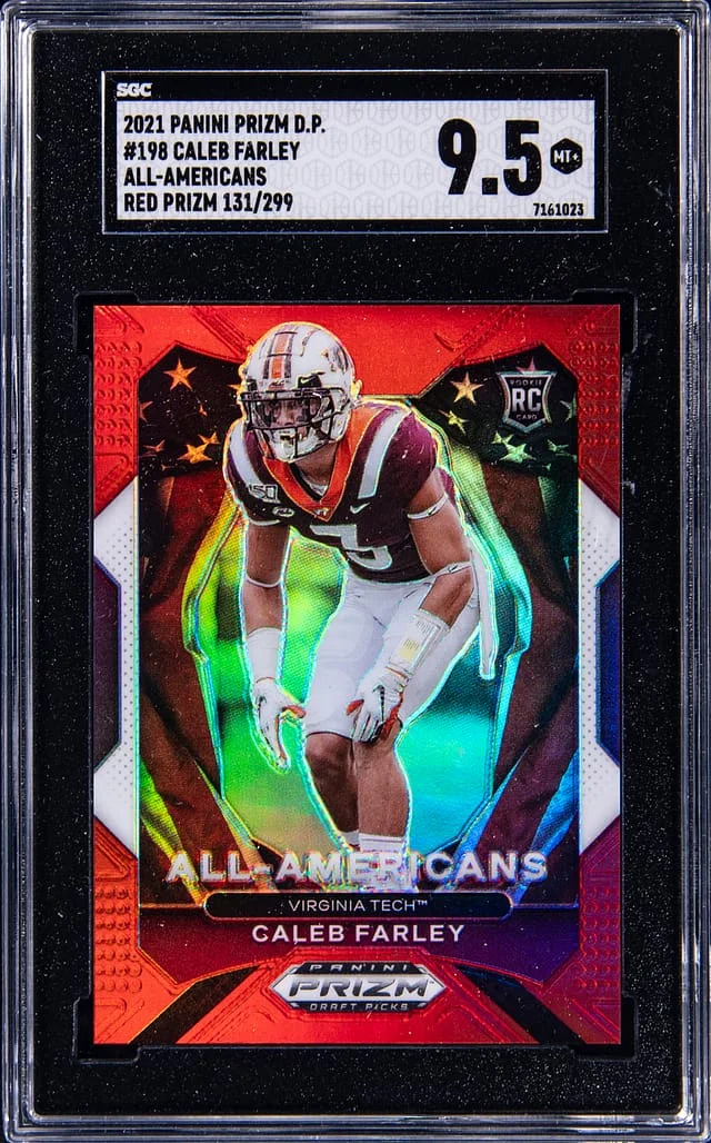 2021 Panini Prizm Draft Picks Caleb Farley ` All-Americans Red Prizm #198 card image