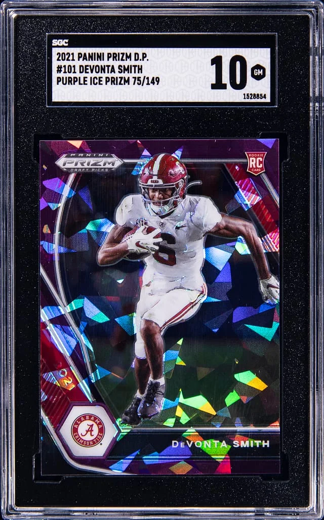 2021 Panini Prizm Draft Picks DeVonta Smith Blue Wave Prizm #101 card image