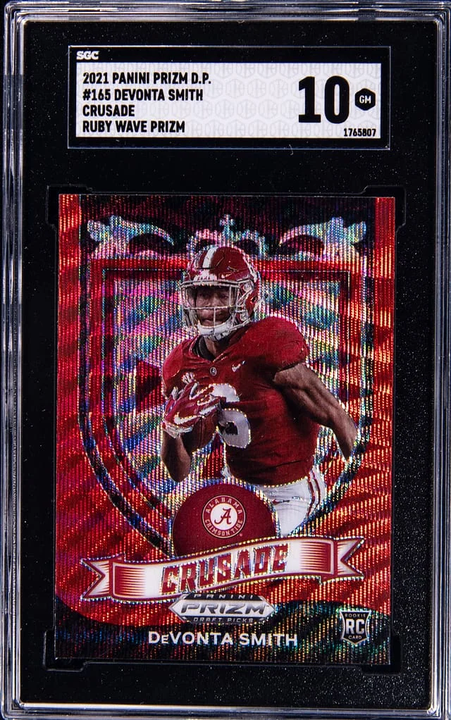 2021 Panini Prizm Draft Picks Devonta Smith Crusade Ruby Wave Prizm #165 card image