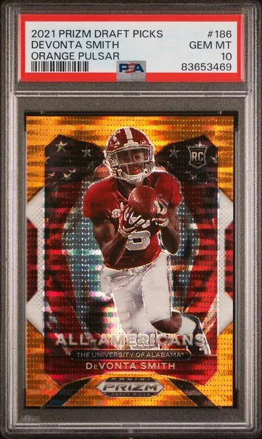 2021 Panini Prizm Draft Picks Devonta Smith Orange Pulsar #186 card image