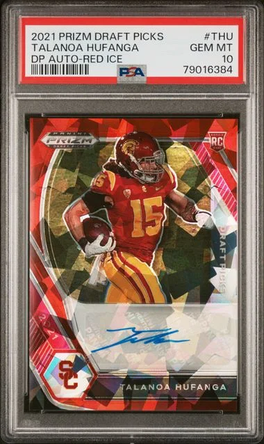 2021 Panini Prizm Draft Picks Draft Picks Autographs Red Ice Thu Talanoa Hufanga #no-number card image
