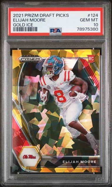 2021 Panini Prizm Draft Picks Elijah Moore Gold Ice #124 card image