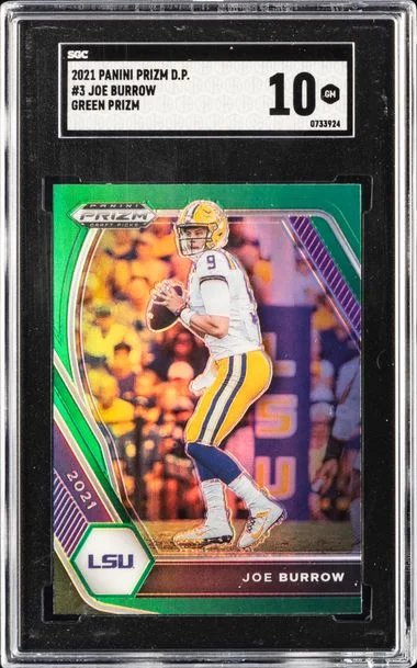 2021 Panini Prizm Draft Picks Green Prizm Joe Burrow #3 card image