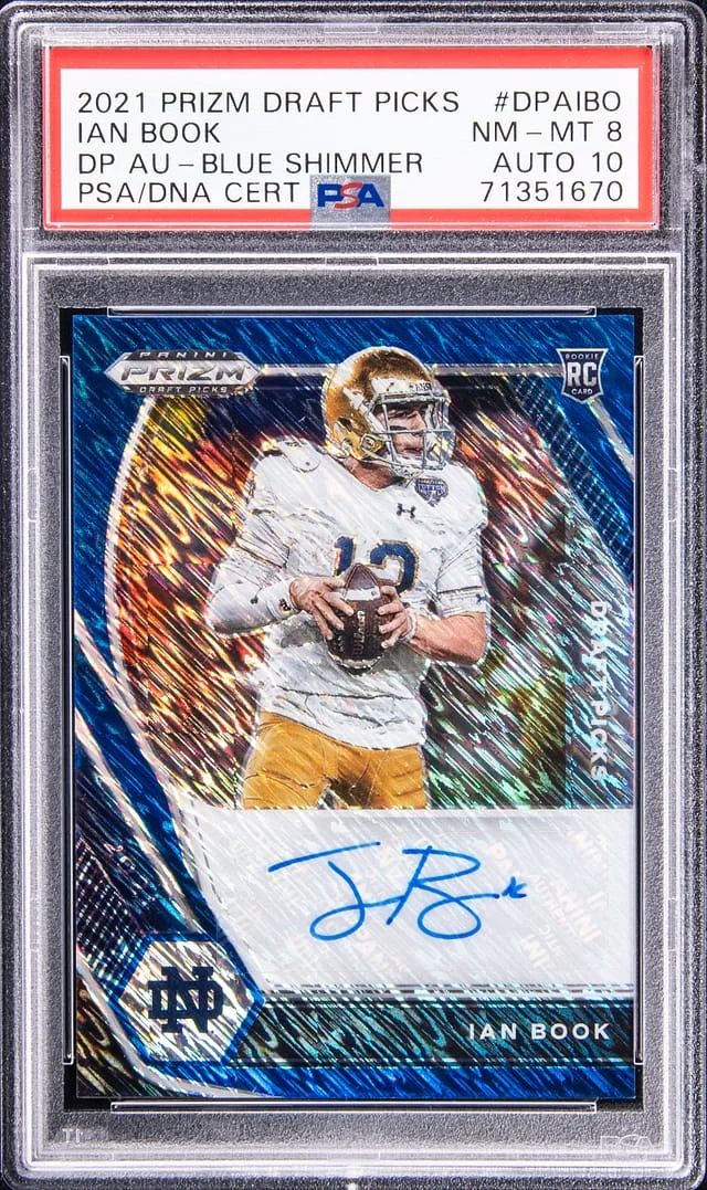 2021 Panini Prizm Draft Picks Ian Book Autograph Blue Shimmer #DPA-IBO card image