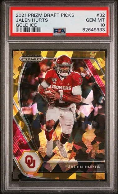 2021 Panini Prizm Draft Picks Jalen Hurts Gold Ice #32 card image