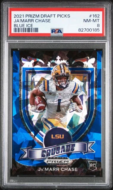 2021 Panini Prizm Draft Picks Ja'Marr Chase Blue Ice #162 card image
