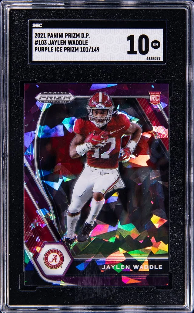 2021 Panini Prizm Draft Picks Jaylen Waddle Blue Circles #103 card image