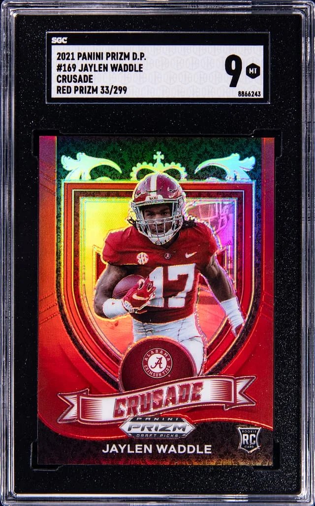 2021 Panini Prizm Draft Picks Jaylen Waddle Crusade Red Prizm #169 card image