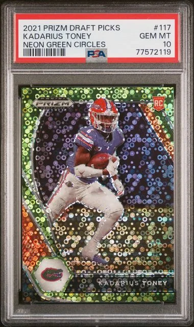 2021 Panini Prizm Draft Picks Kadarius Toney Neon Green Circles #117 card image