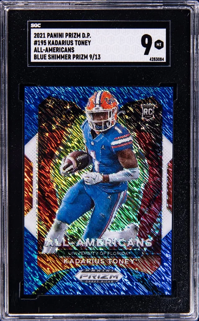 2021 Panini Prizm Draft Picks Kadarius Toney All-Americans Blue Shimmer Prizm #195 card image