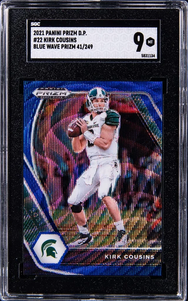 2021 Panini Prizm Draft Picks Kirk Cousins Blue Wave Prizm #22 card image
