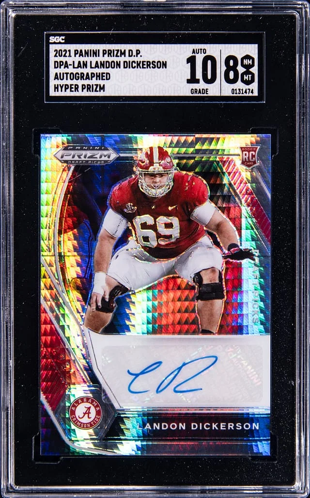 2021 Panini Prizm Draft Picks Landon Dickerson Autographed Hyper Prizm #DPA-LAN card image